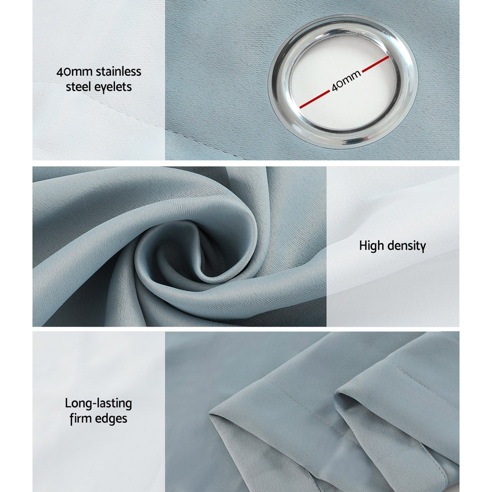 Curtains & Drapes - 2X Blockout Curtains Eyelet 140x230cm Grey