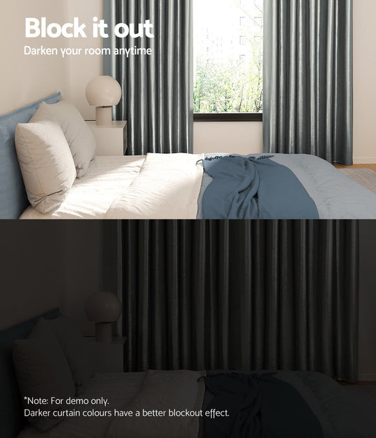 2X Blockout Curtains Blackout Window Curtain Eyelet 240x230cm with Curtains & Drapes