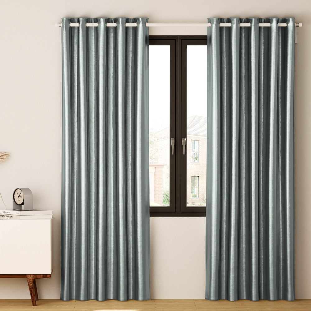 2X Blockout Curtains Eyelet 300X230Cm Grey Shine with Curtains & Drapes