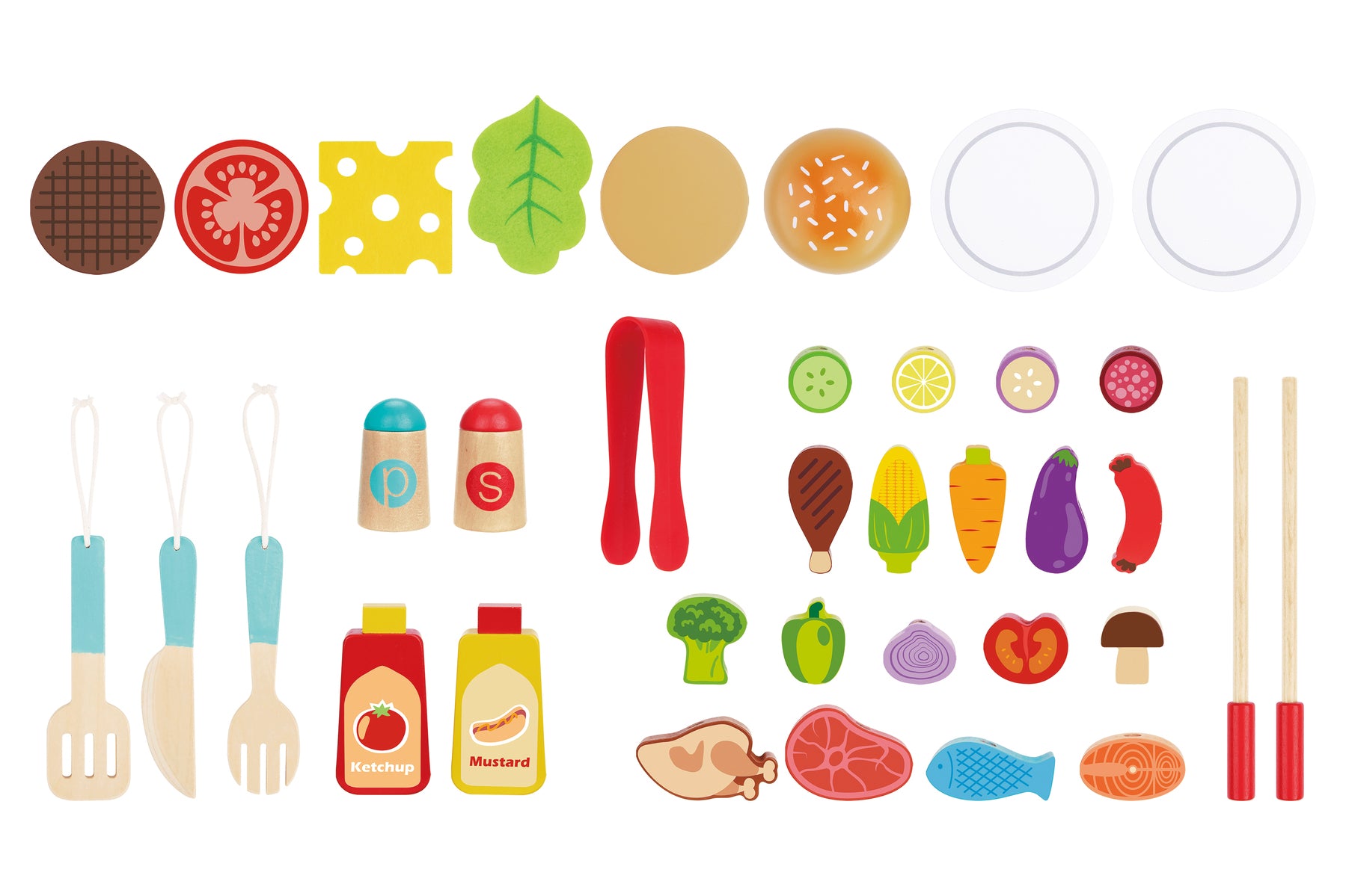 Wooden BBQ Grill Playset Kids 27pc | Simpledeals
