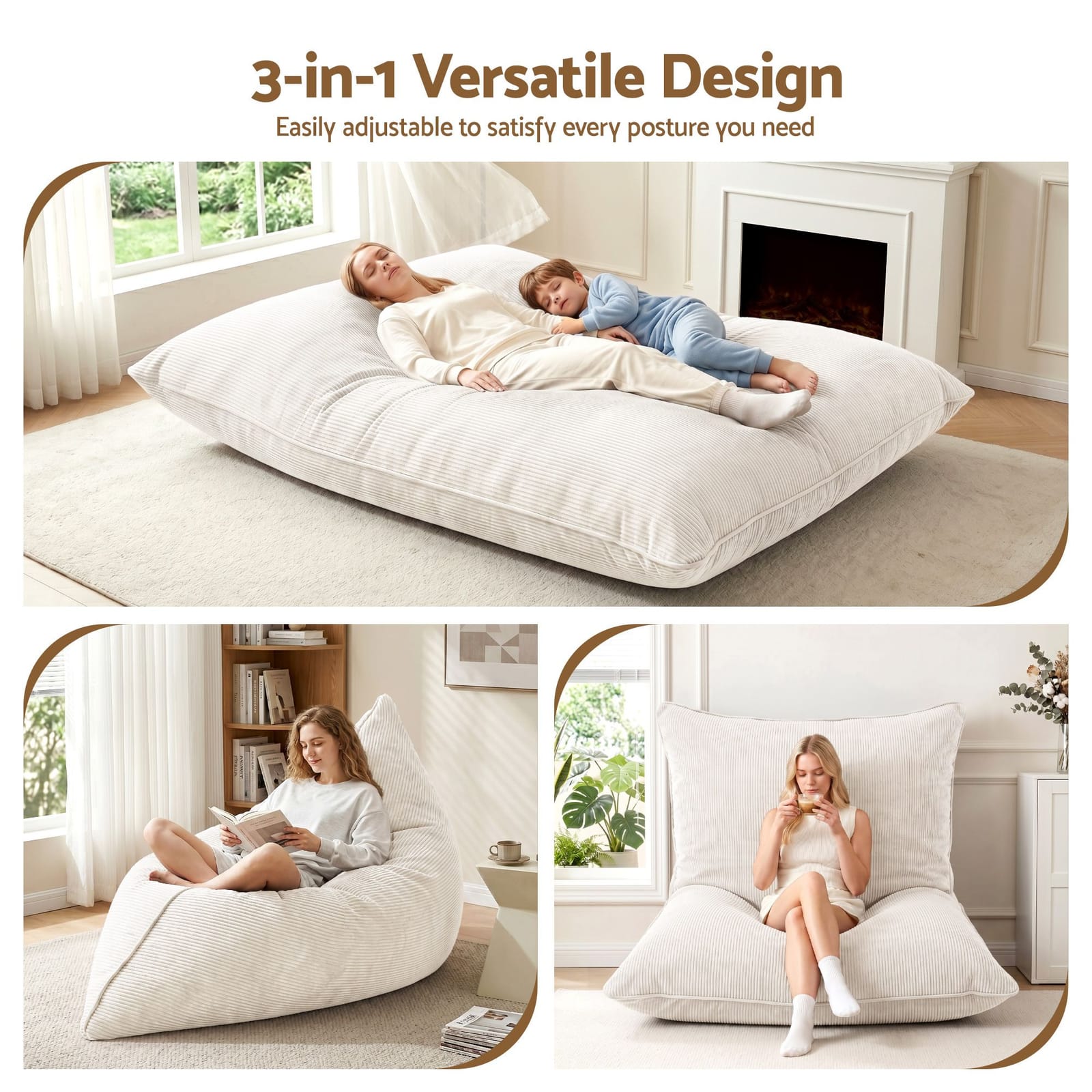Bean Bag Cover Convertible 180x140cm