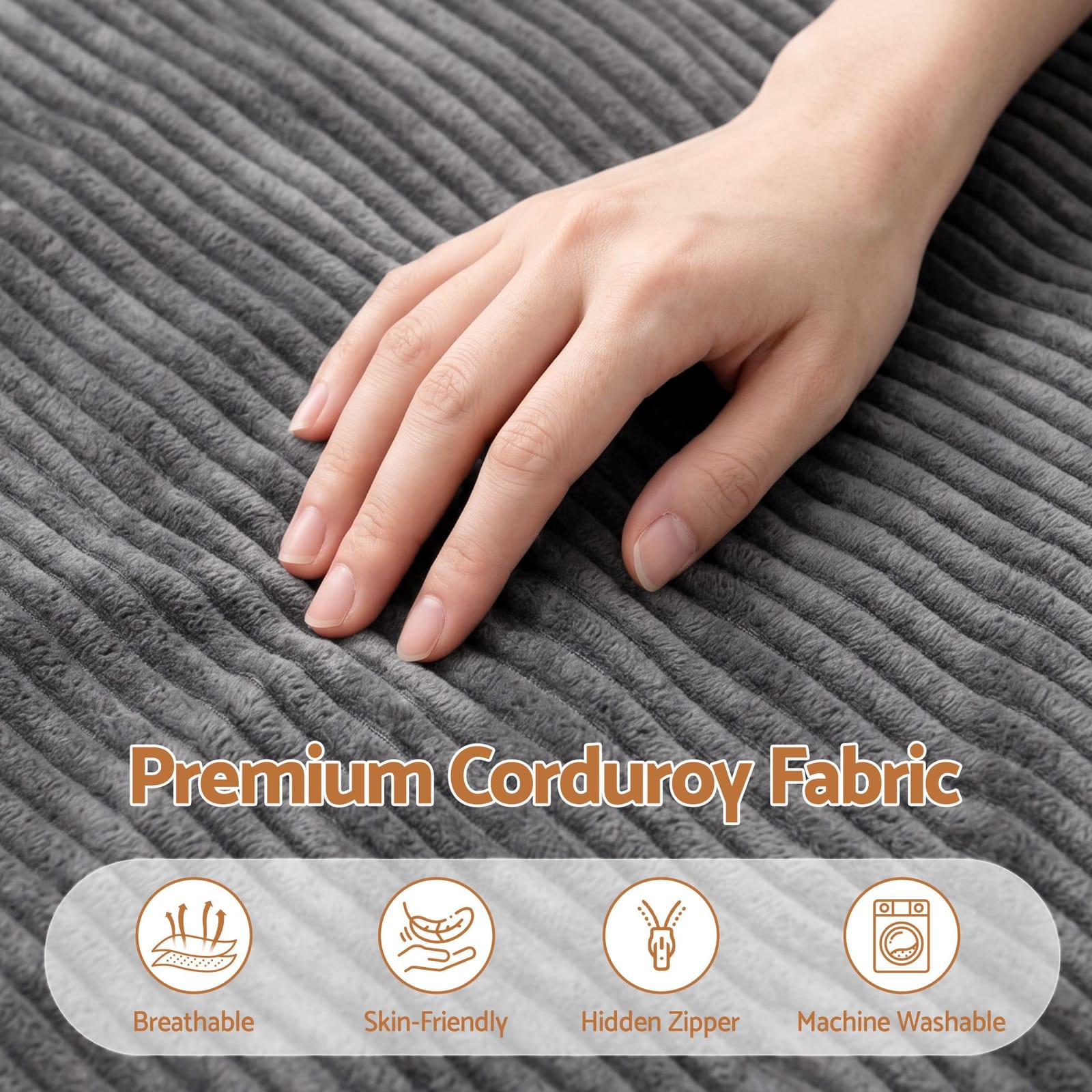 Bean Bag Chair Cover Grey 180x140cm