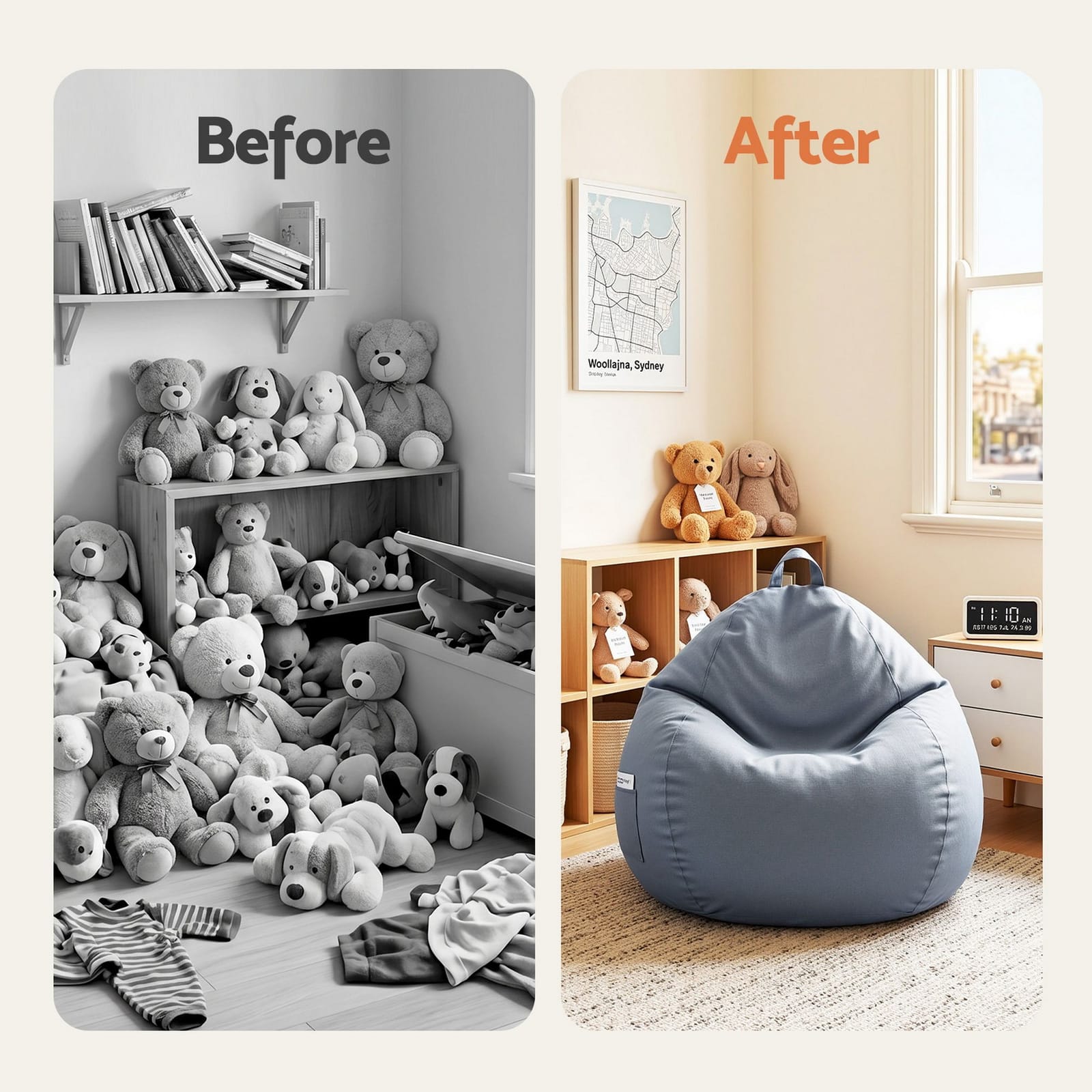 Grey Outdoor Bean Bag Cover 83x87x77cm