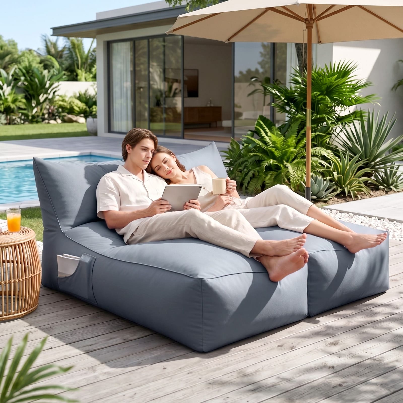 Grey Outdoor Bean Bag Cover 160x150x80cm