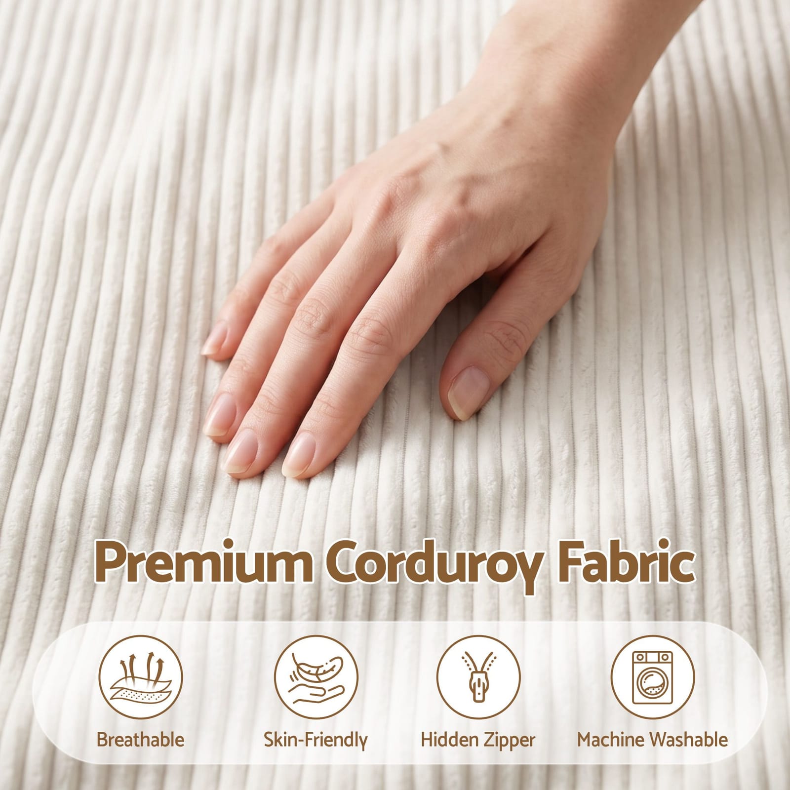 Bean Bag Cover Soft Corduroy 88x73x98cm