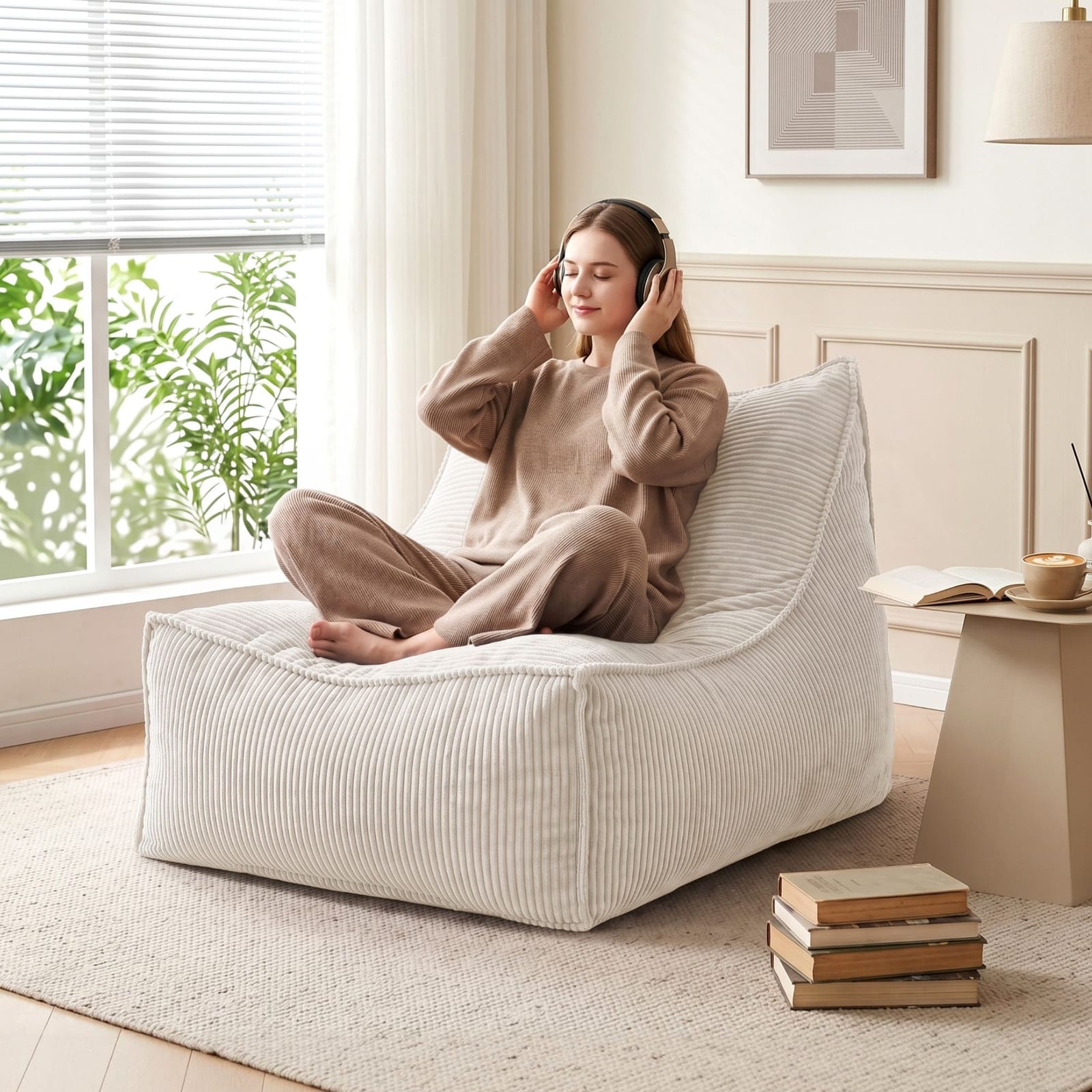 Bean Bag Cover Soft Corduroy 88x73x98cm