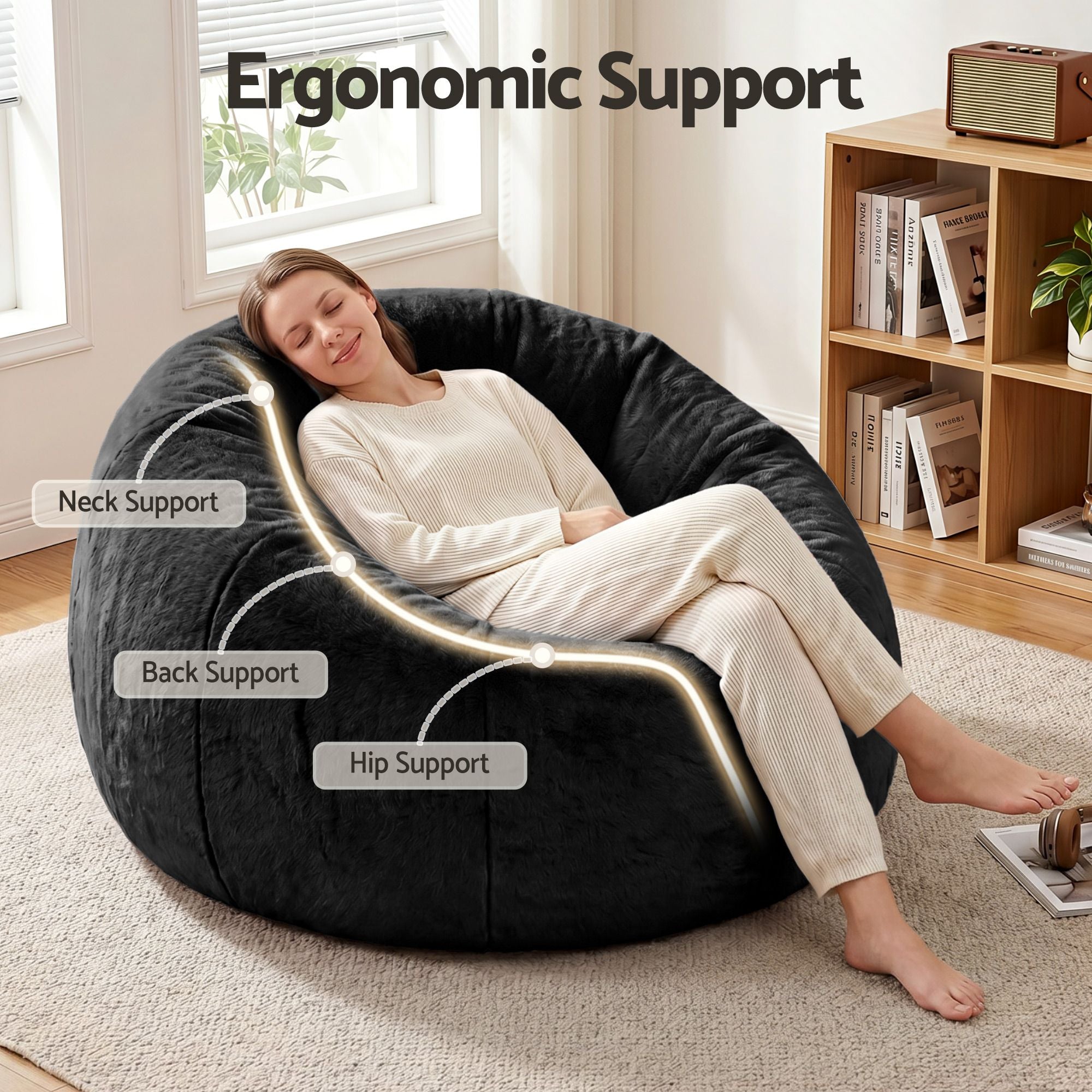 Artiss Bean Bag Cover Faux Fur Large Round | Simpledeals