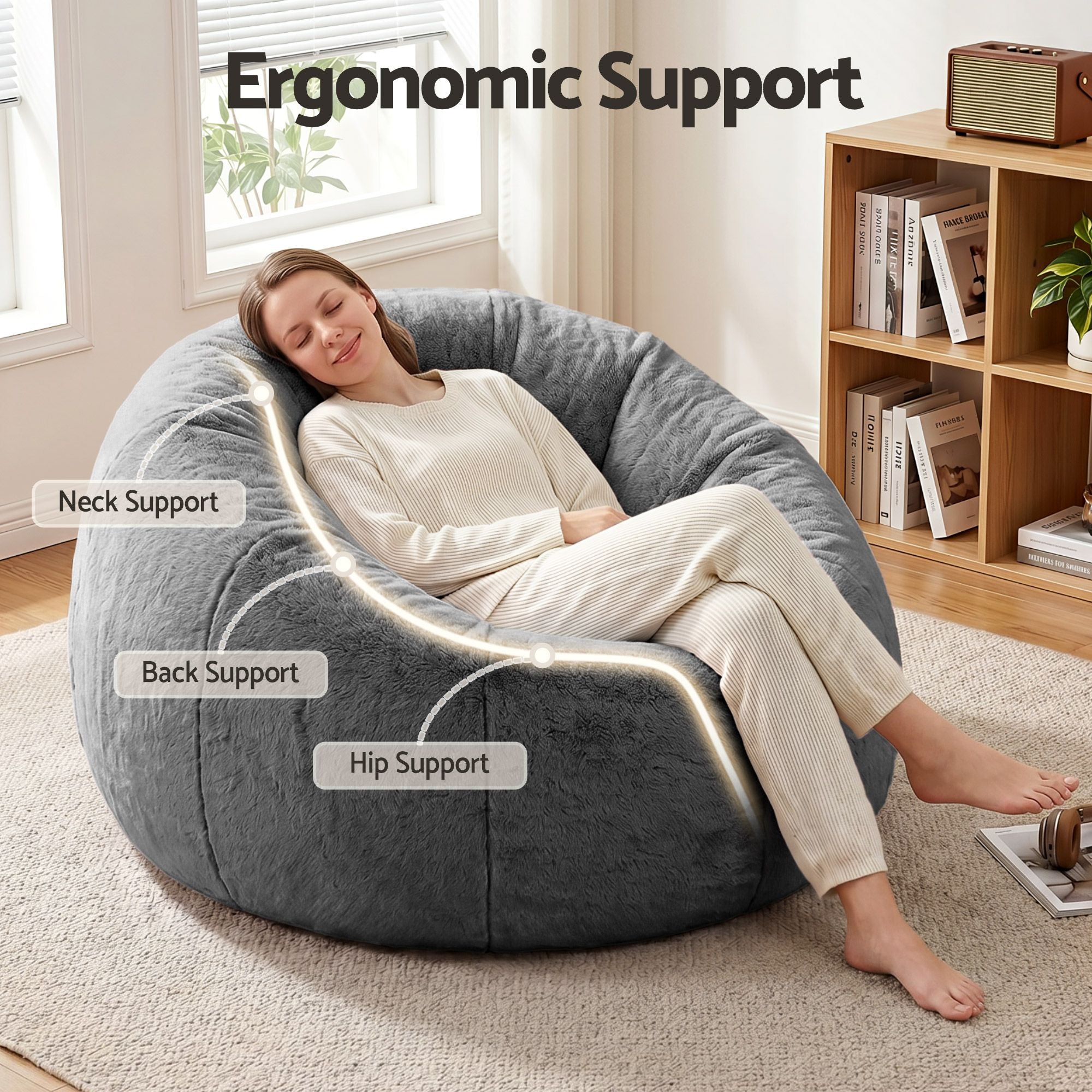 Faux Fur Bean Bag Cover Large Round Storage | Simpledeals