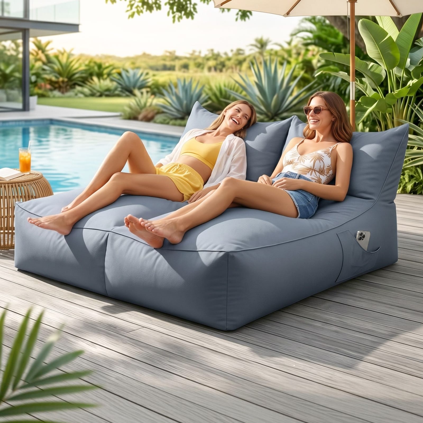 Outdoor Bean Bag Chair Grey 150x160x80cm