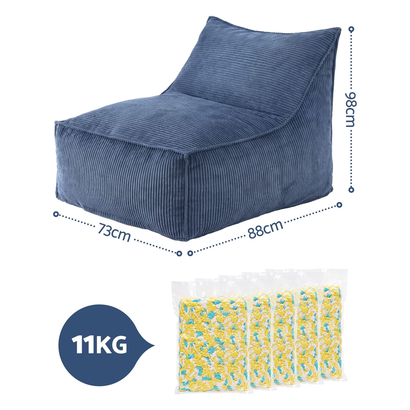 Bean Bag Chair Soft Corduroy 88x73x98cm