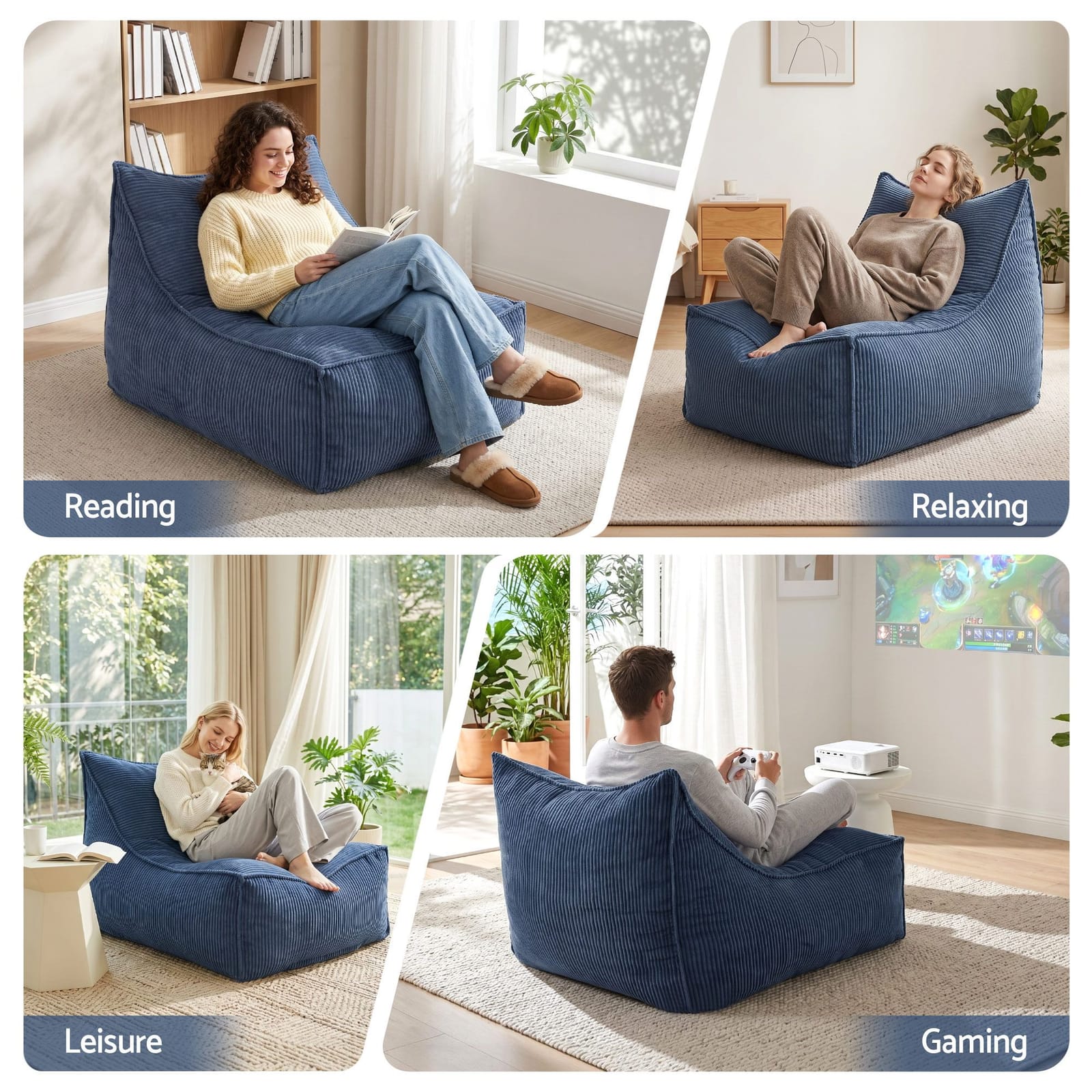 Bean Bag Chair Soft Corduroy 88x73x98cm