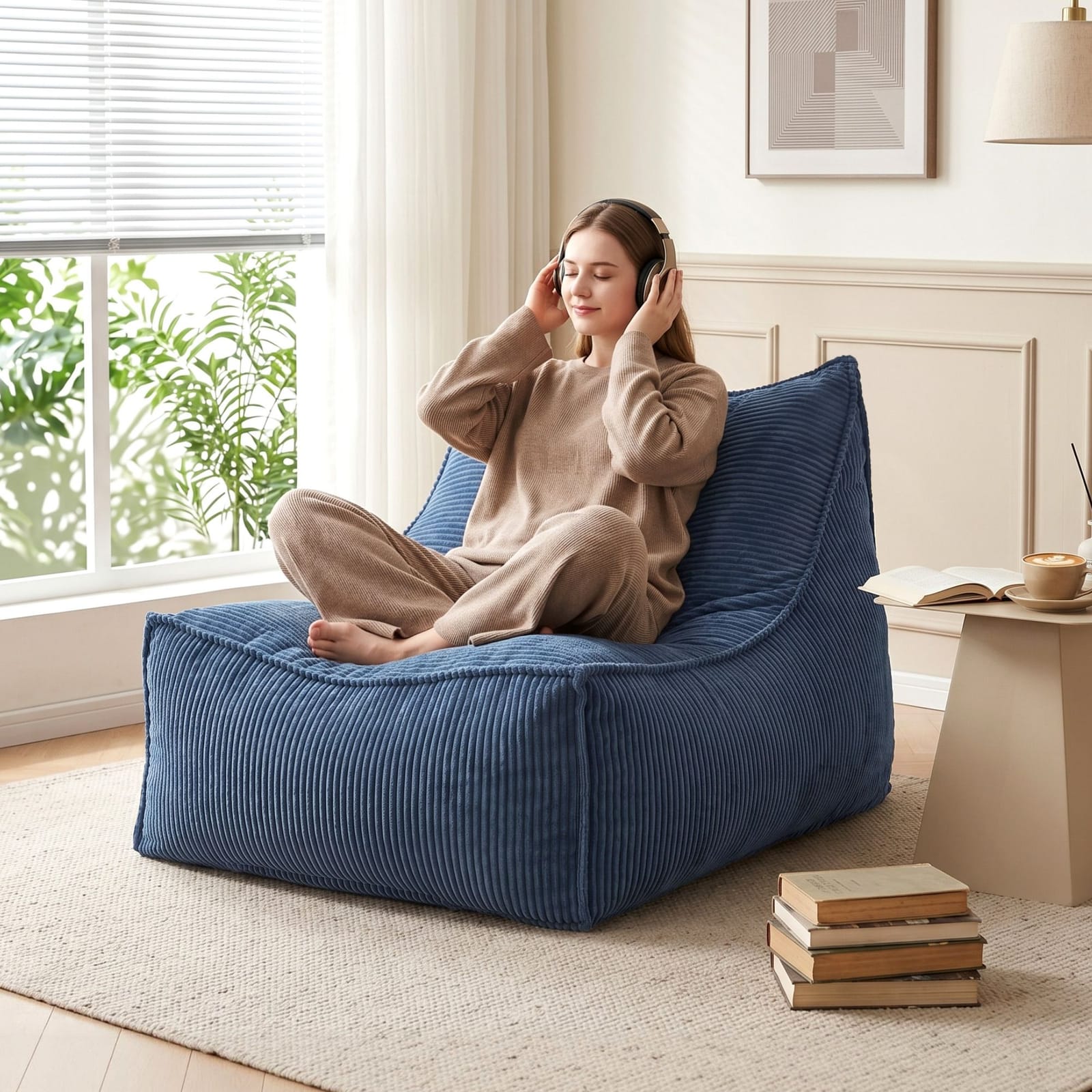 Bean Bag Chair Soft Corduroy 88x73x98cm