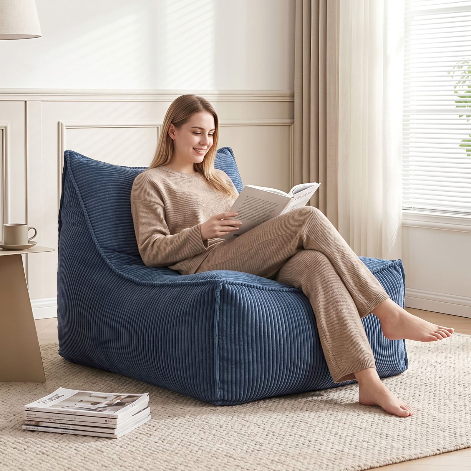 Bean Bag Chair Soft Corduroy 88x73x98cm
