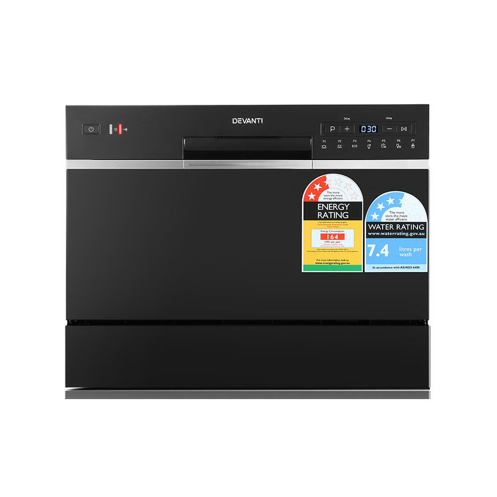 6 Place Setting Benchtop Dishwasher Counter Bench Top Black