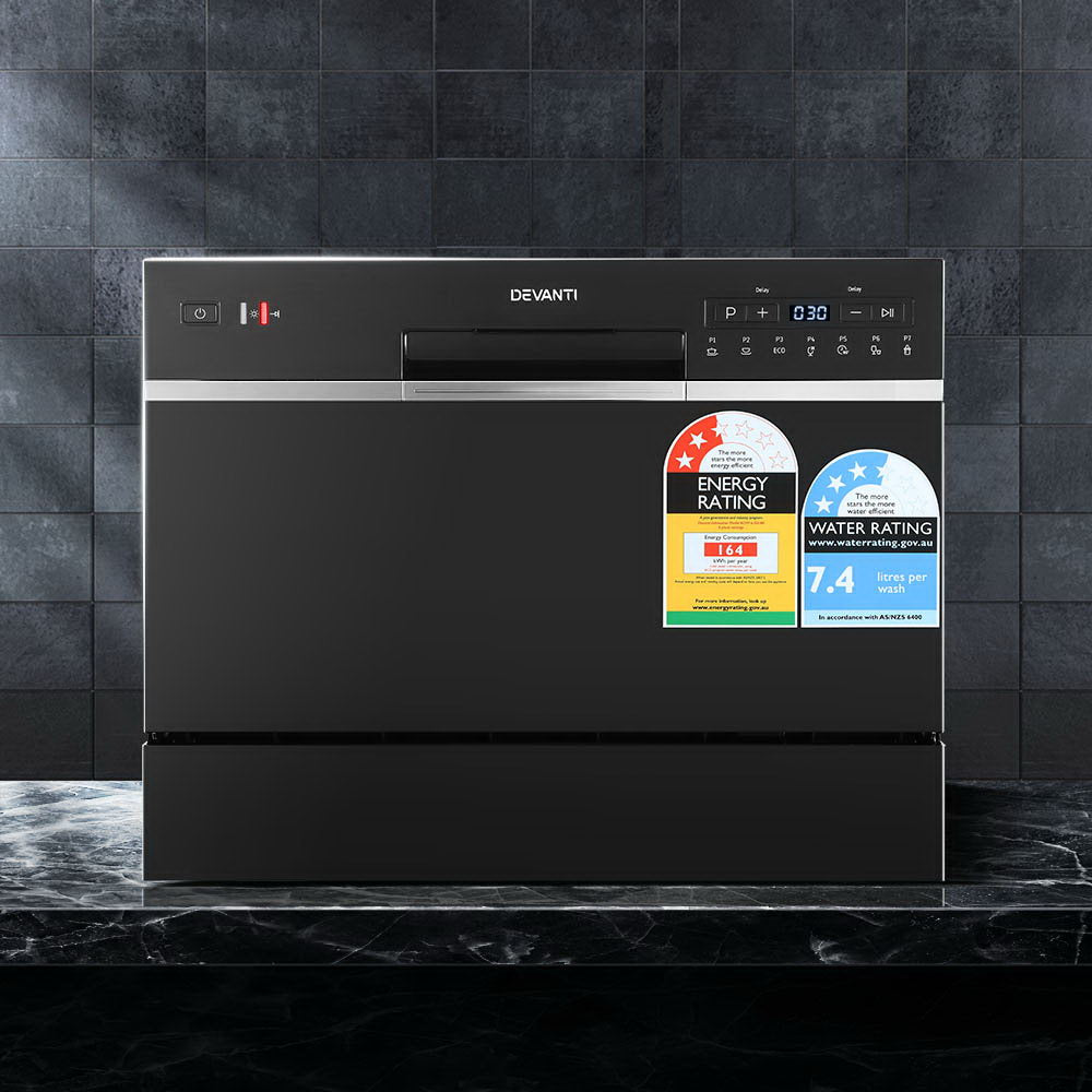 6 Place Setting Benchtop Dishwasher Counter Bench Top Black