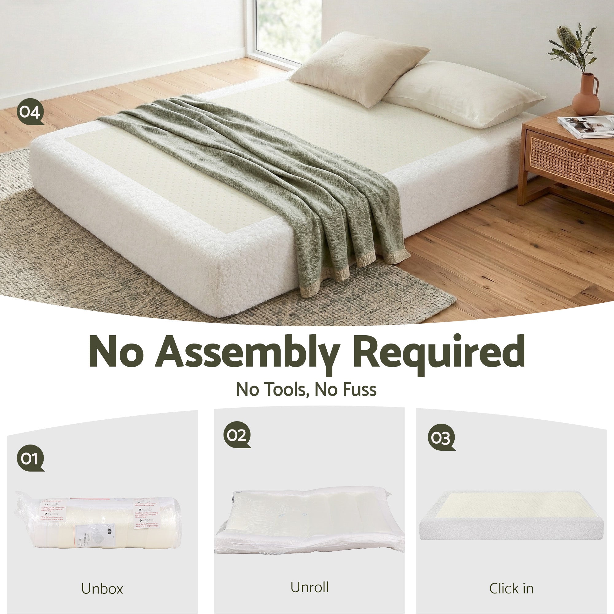 Artiss Queen Bed Frame No Assembly Boucle | Simpledeals