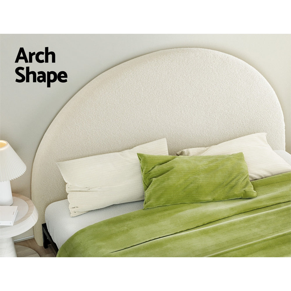 Bed Head King Size Boucle Upholstered With Padded Design White