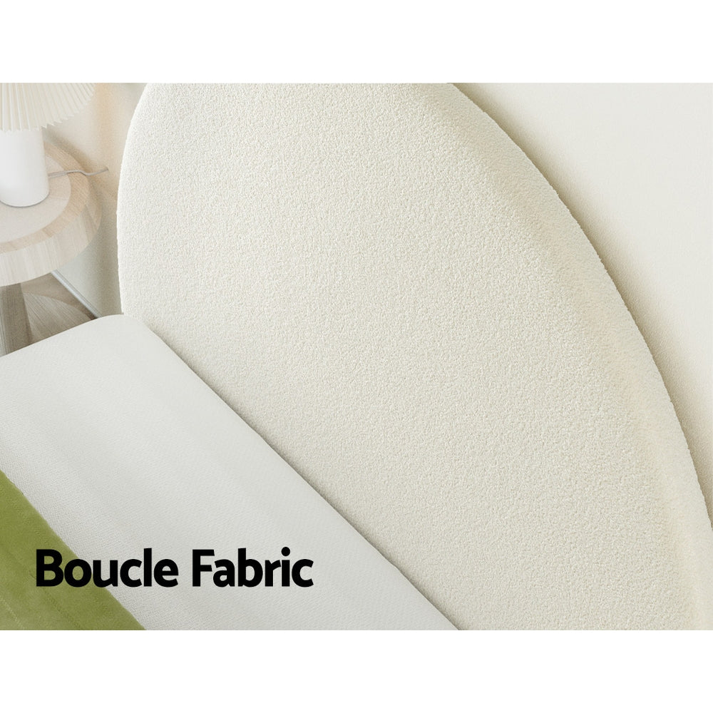 Bed Head King Size Boucle Upholstered With Padded Design White