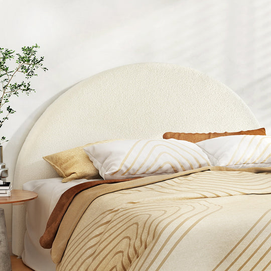 Bed Head King Size Boucle Upholstered With Padded Design