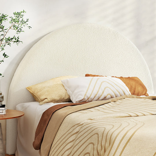 Double/Queen GREI White Bed Frame Boucle Headboard(Bedhead
