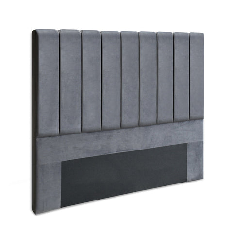 Double Size Bed Head Headboard Bedhead Bed Frame Base VELA Grey Fabric