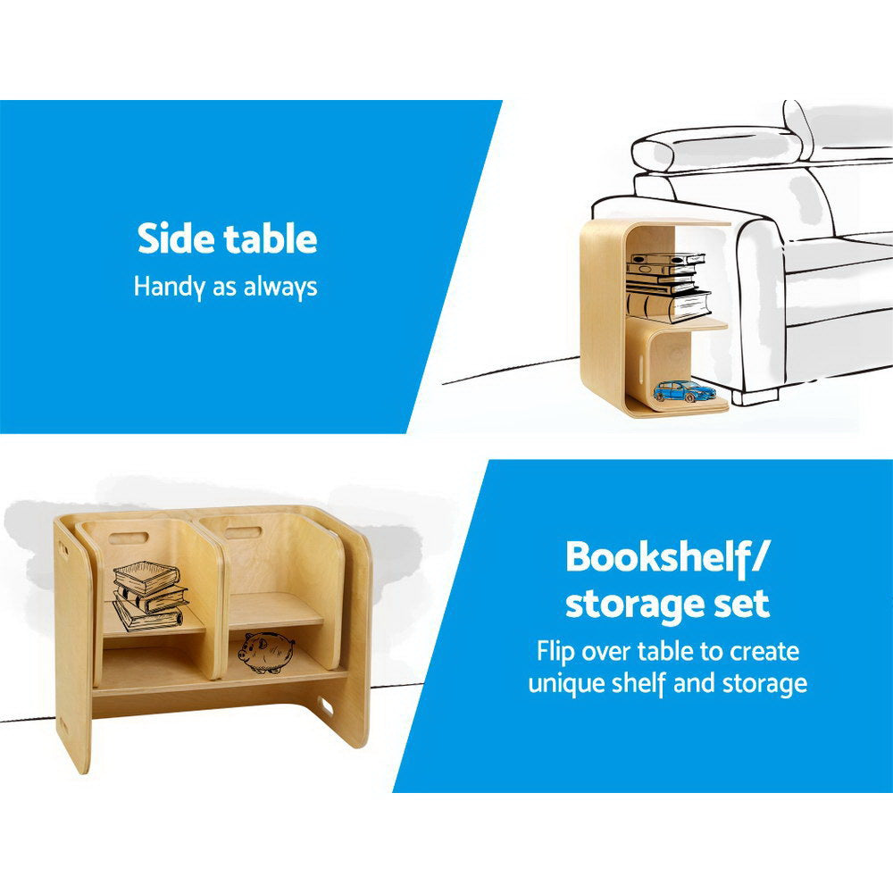 3Pcs Kids Table And Chairs Set Multifunctional Storage Desk