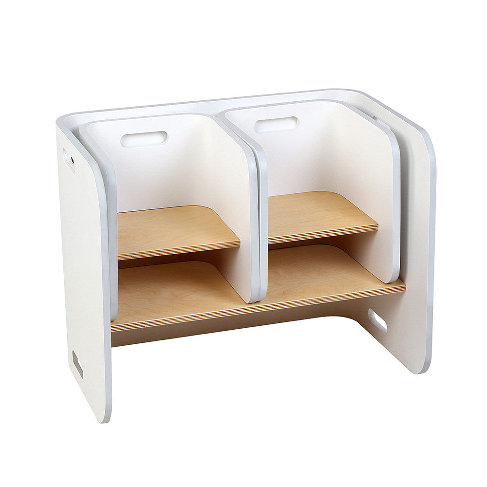 3Pcs Kids Table And Chairs Set Multifunctional Storage Desk White
