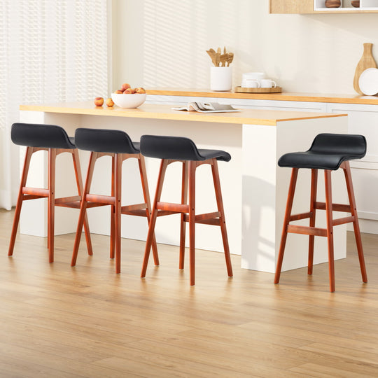 Artiss 4x Bar Stools Wooden Stool Black Sleek and Durable