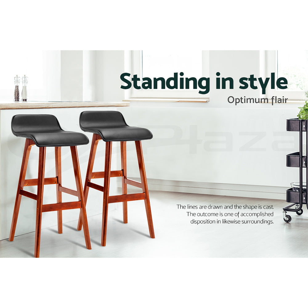 Artiss 4x Bar Stools Wooden Stool Black Sleek and Durable
