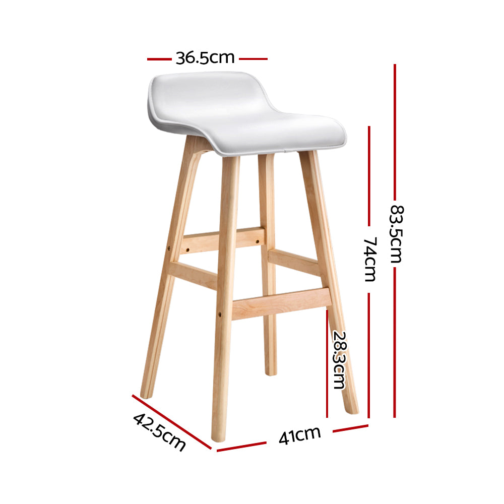 White colour - 4x Bar Stools Wooden Stool White Stylish and Durable