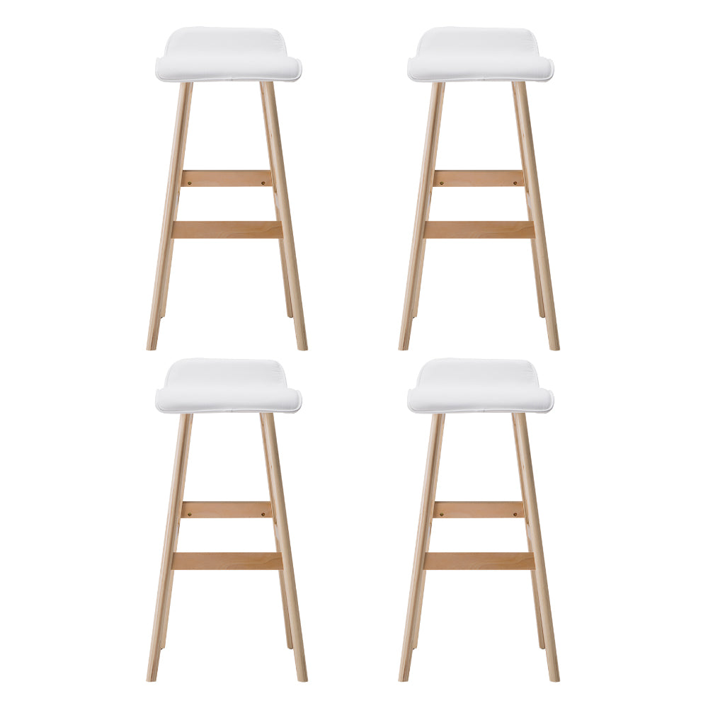 4x Bar Stools Wooden Stool White Stylish and Durable | Wooden finish