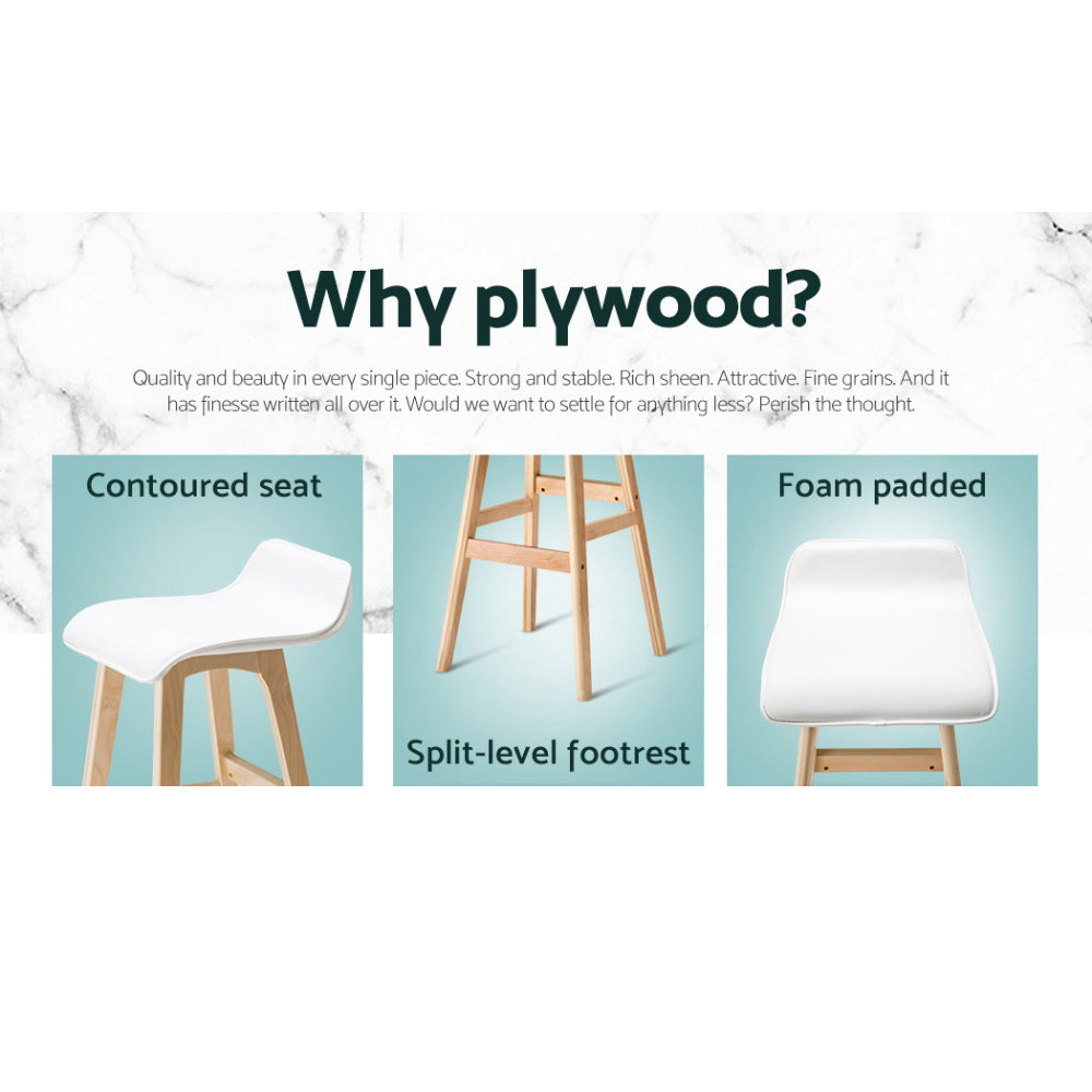 Table & Bar Stools - 4x Bar Stools Wooden Stool White Stylish and Durable