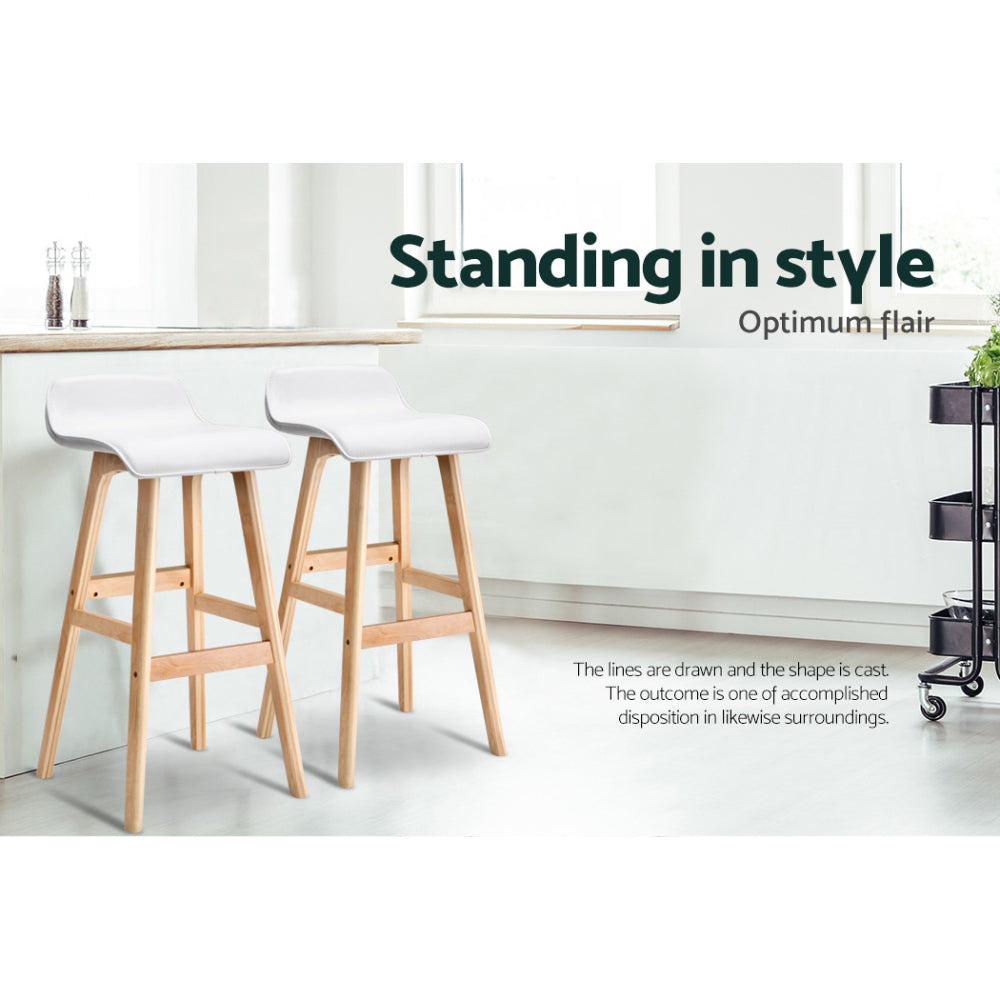 Wooden finish - 4x Bar Stools Wooden Stool White Stylish and Durable
