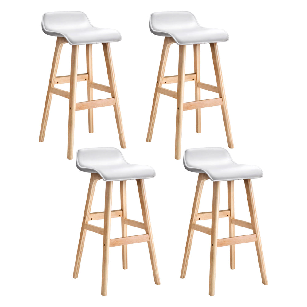 4x Bar Stools Wooden Stool White Stylish and Durable | White colour