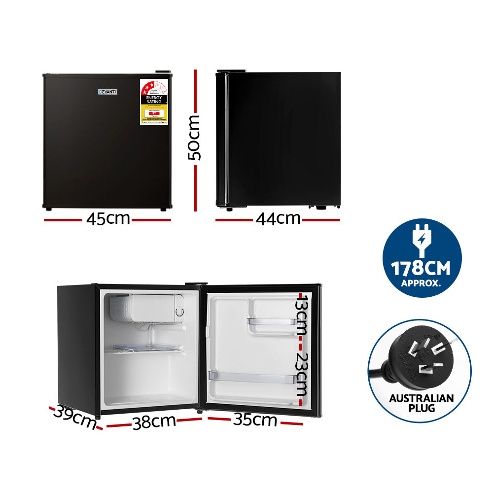 48L Black Mini Bar Fridge – Compact & Energy Efficient