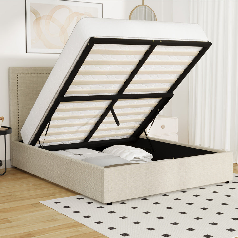 Comfortable Bed Frame With Gas Lift Storage Base