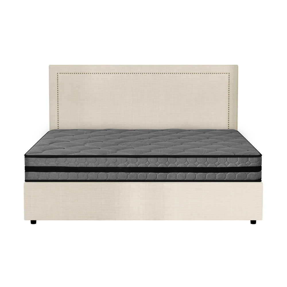King Bed Frame With Mattress Set Featuring Gas Lift Storage Base For Bedroom Use