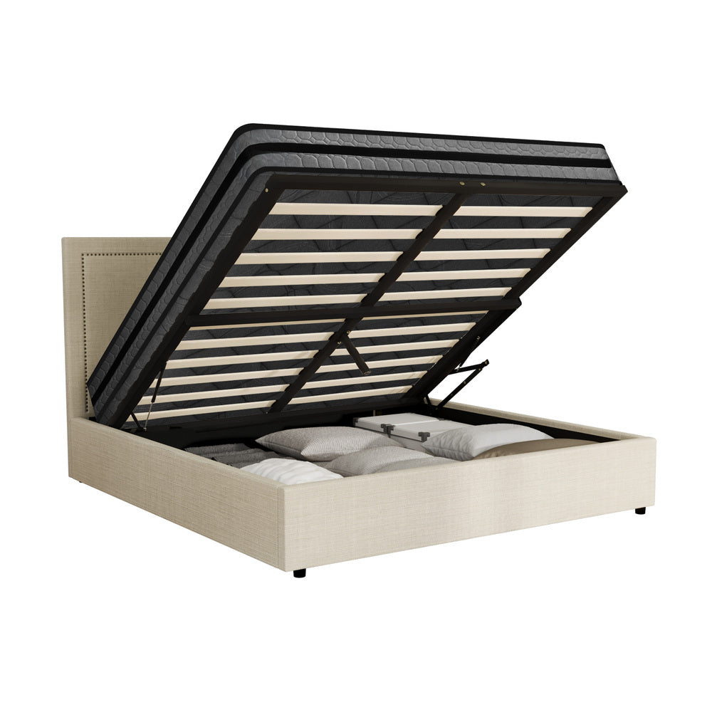 Storage Bed Frame With Mattress Set And Gas Lift Base D/Q