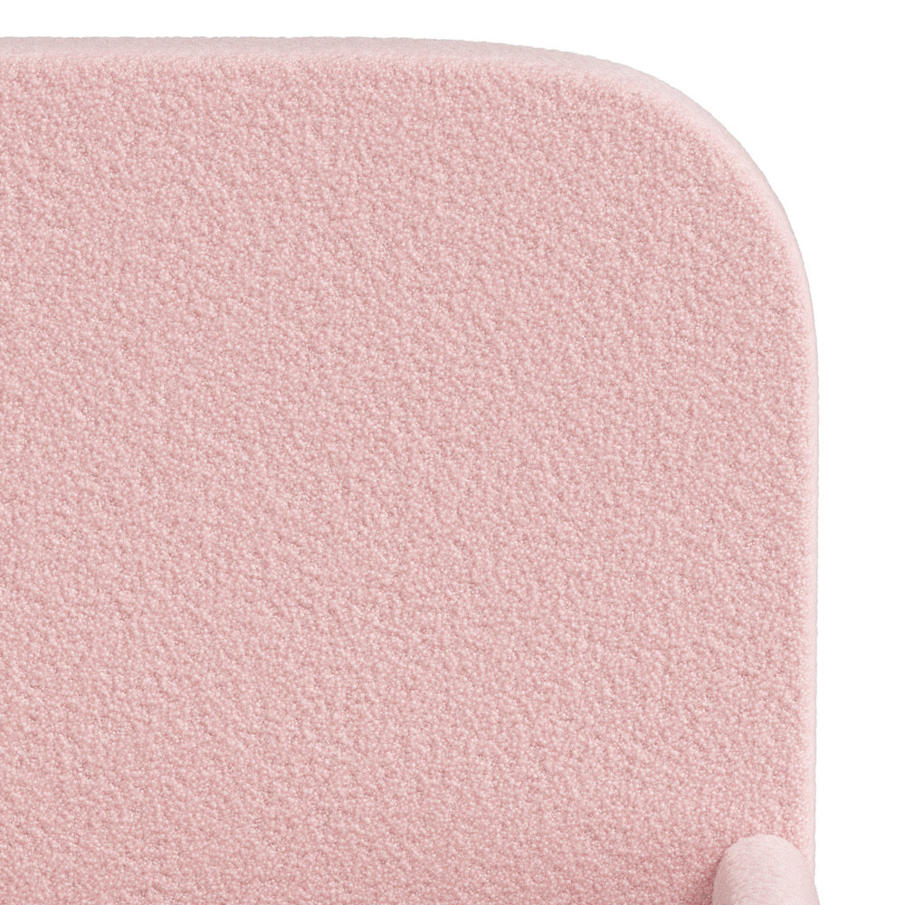 Kids Bed Frame Single Size With Side Rails Boucle Upholstered White/Pink Bedroom Furniture