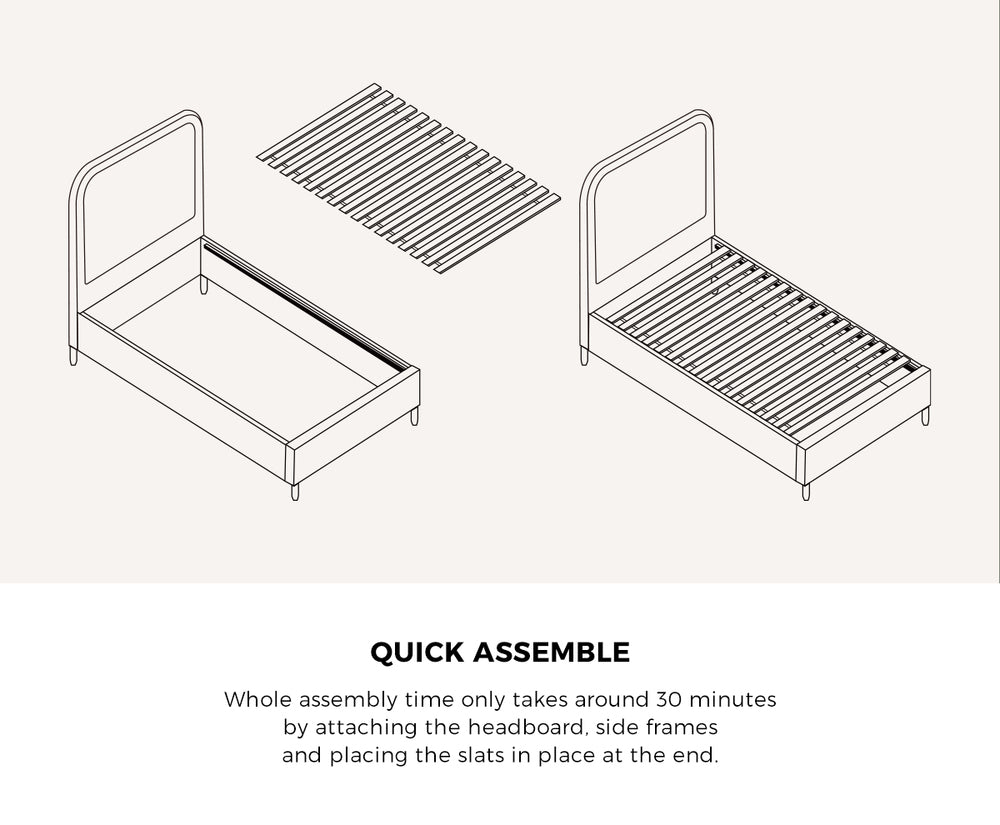 Bed Frame With Mattress And Grey Fabric Platform Base D/Q