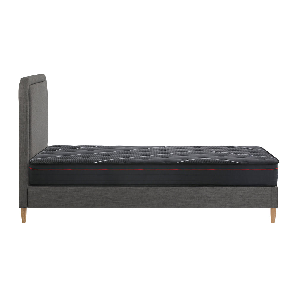 Bed Frame With Mattress And Grey Fabric Platform Base D/Q