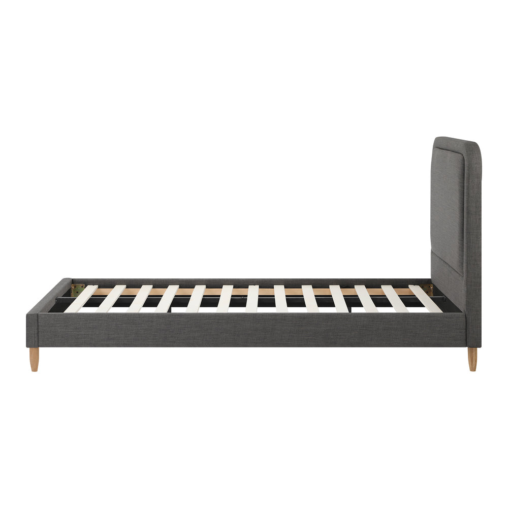 Grey Fabric Upholstery Bed Frame Sturdy Support