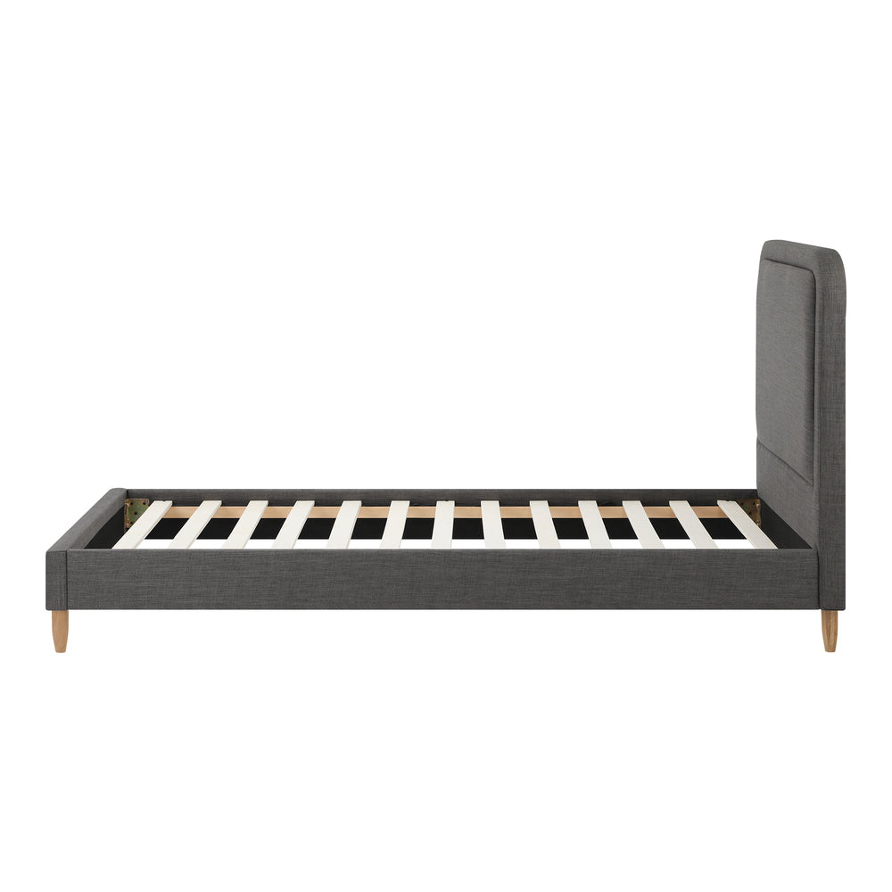 Grey Fabric Upholstery Bed Frame Sturdy Support