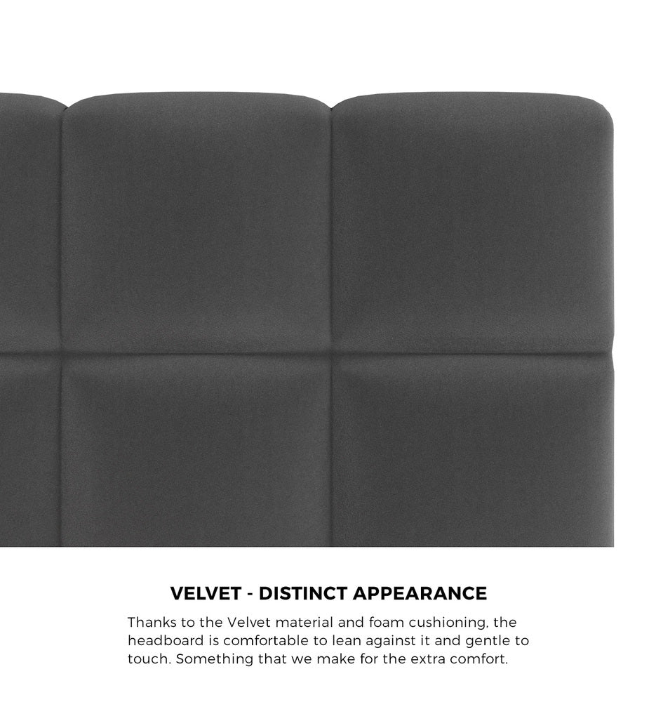Double Bed Frame Grey Velvet Tufted Headboard | Simpledeals