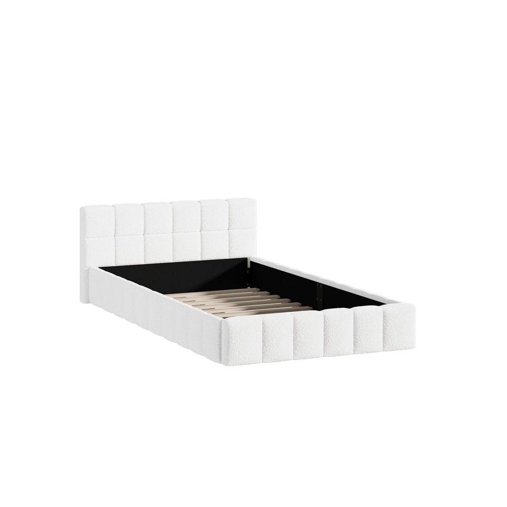 King Single Bed Frame Tufted Boucle Headboard | Simpledeals
