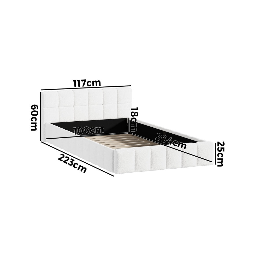 King Single Bed Frame Tufted Boucle Headboard | Simpledeals