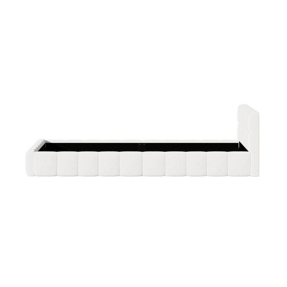 King Single Bed Frame Tufted Boucle Headboard | Simpledeals