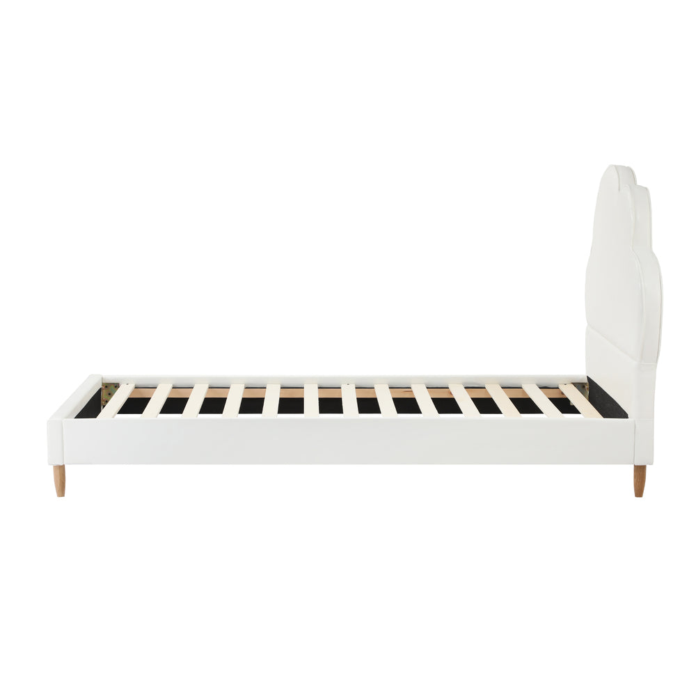 Elegant Queen Bed Featuring Tufted Headboard And Green Boucle Fabric