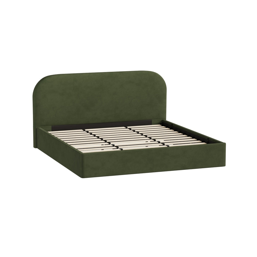 Bed Frame King Gas Lift Base Storage Velvet Rounded Corner