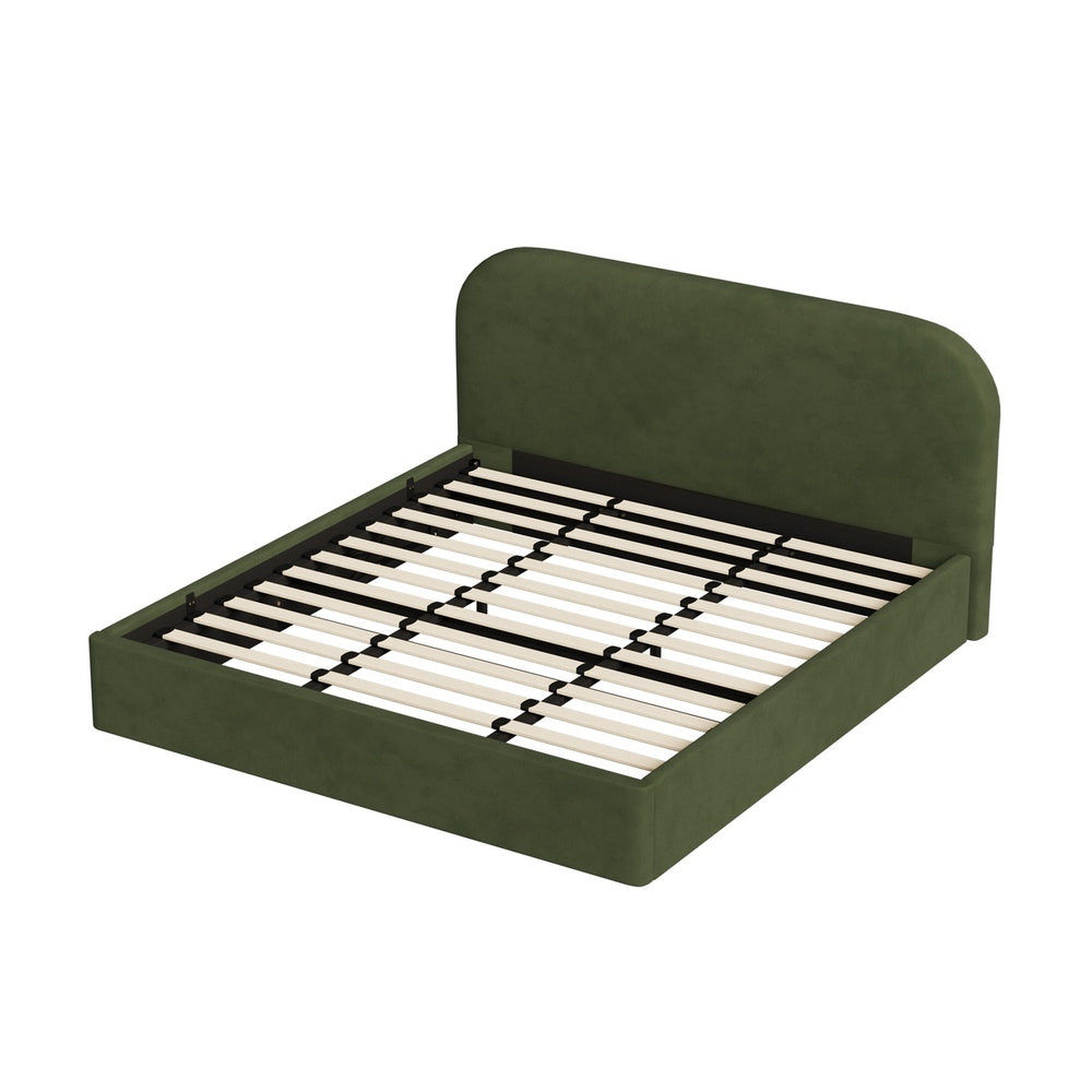 Bed Frame King Gas Lift Base Storage Velvet Rounded Corner